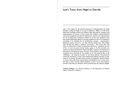 Law's Trace: From Hegel to Derrida