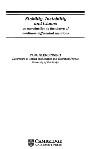Stability, Instability and Chaos: An Introduction to the Theory of Nonlinear Differential Equations