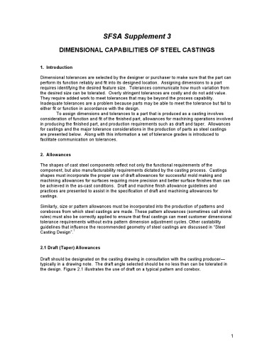 Steel Castings Handbook-Supplement 3 - Dimensional Tolerances  