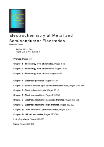 Electrochemistry at Metal and Semiconductor Electrodes  