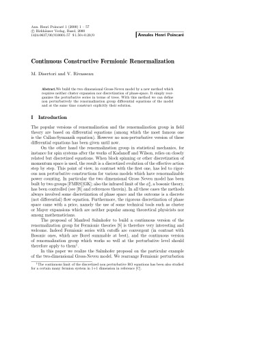 Annales Henri Poincaré - Volume 1  