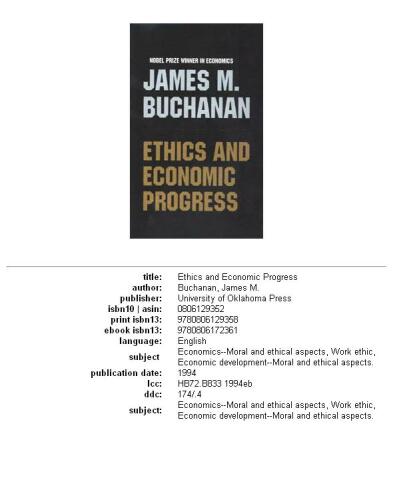 Ethics and Economic Progress  