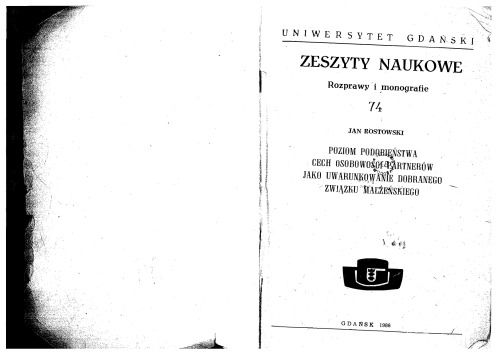 Poziom podobieństwa cech osobowości partnerów jako uwarunkowanie dobranego związku małżeńskiego  