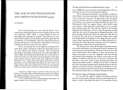 The Age of Neutralizations and Depoliticizations (paper)