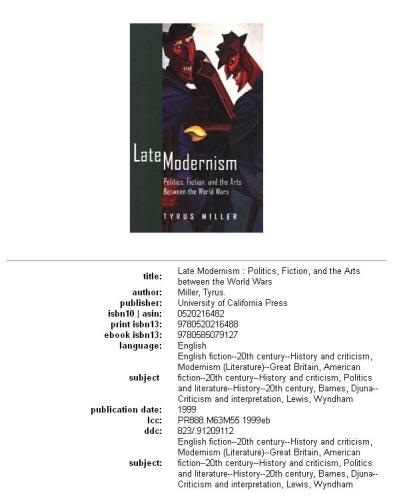 Late modernism: politics, fiction, and the arts between the world wars  