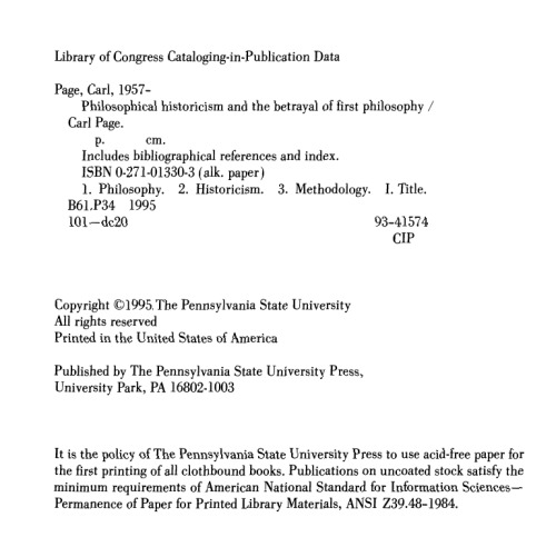 Philosophical Historicism and the Betrayal of First Philosophy  