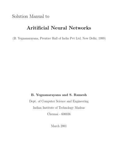 Instructors Solution Manual to Artificial Neural Networks  