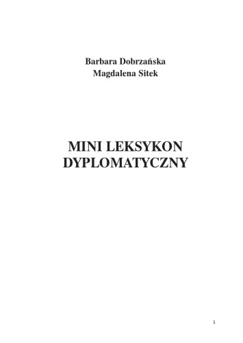 MINI LEKSYKON DYPLOMATYCZNY  