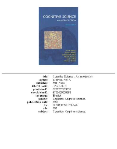 Cognitive science: an introduction