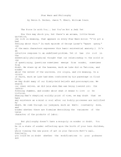 Star Wars and Philosophy: More Powerful than You Can Possibly Imagine