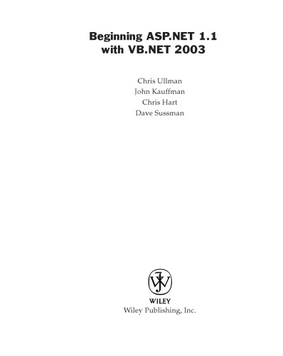 Beginning ASP.NET 1.1 with VB.NET 2003  