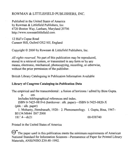 The Empirical and the Transcendental  