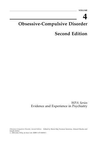 Obsessive-Compulsive Disorder (WPA Series in Evidence & Experience in Psychiatry)  