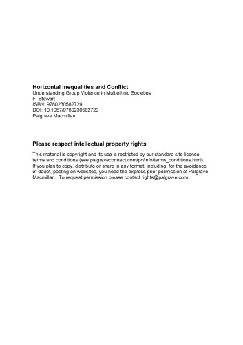 Horizontal Inequalities & Conflict: Understanding Group Violence in Multiethnic Societies  