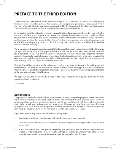 Chemistry for Use With International Baccalaureate  