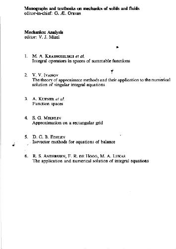 The application and numerical solution of integral equations
