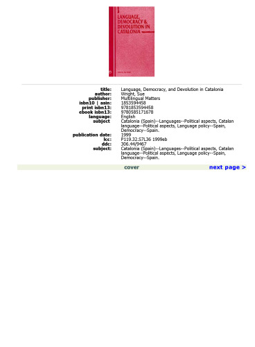 Language, Democracy, and Devolution in Catalonia  