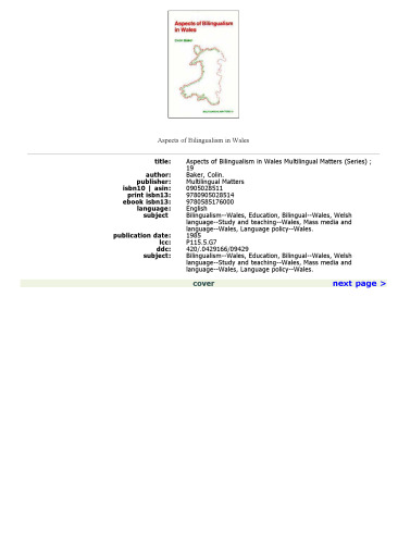 Aspects of Bilingualism in Wales (Multilingual Matters)  