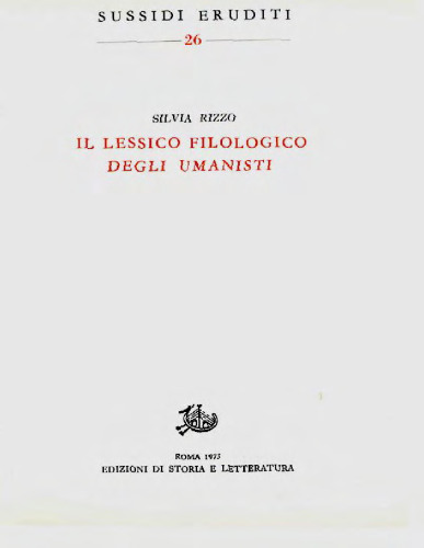 Il lessico filologico degli umanisti  