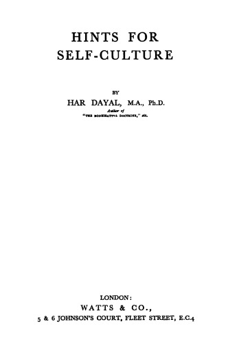 Hints For Self Culture  