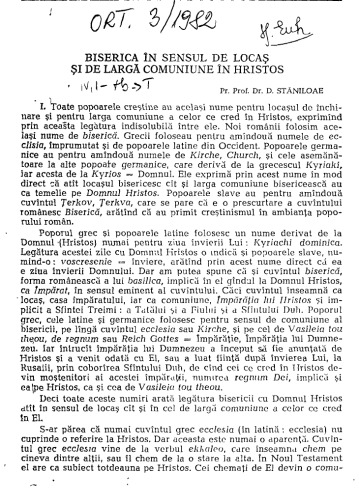 Biserica in sensul de locas si de larga comuniune cu Hristos  