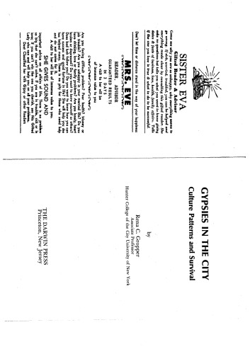 Gypsies in the City: Culture Patterns and Survival  