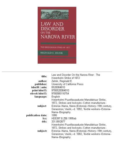 Law and disorder on the Narova River: the Kreenholm strike of 1872  