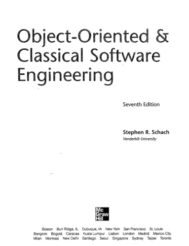 Object-Oriented and Classical Software Engineering  