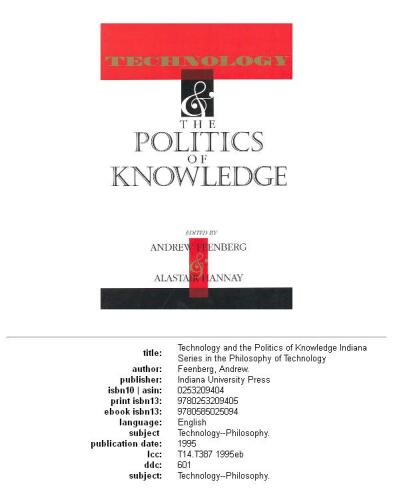Technology and the politics of knowledge  