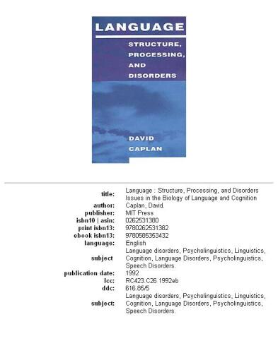Language: structure, processing, and disorders  