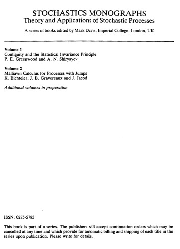 Malliavin Calculus for Processes with Jumps (Stochastic Monographs : Theory and Applications of Stochastic Processes 2)  