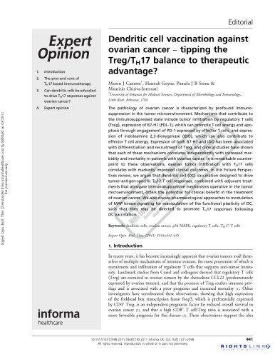 Expert Opinion on Biological Therapy  