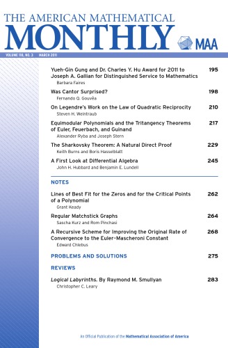 The American Mathematical Monthly, Number 3, March 2011  