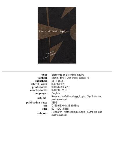 Elements of scientific inquiry