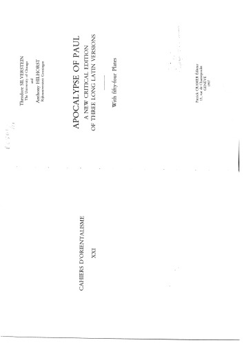 Apocalypse of Paul. A New Critical Edition of Three Long Latin Versions