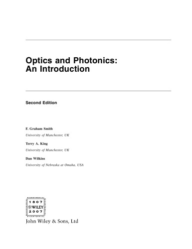 Optics and Photonics: An Introduction, 2nd Edition  
