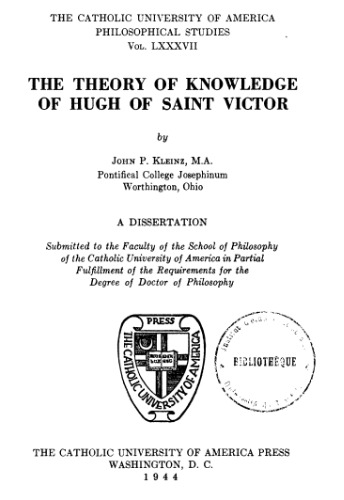 The Theory Of Knowledge Of Hugh Of Saint Victor  