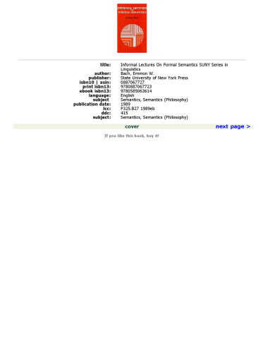 Informal Lectures on Formal Semantics