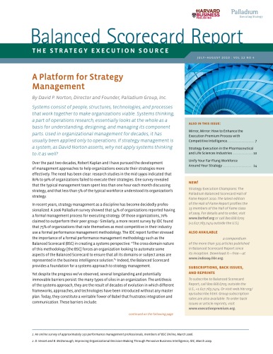 Balanced Scorecard Report - the Strategy Execution Source - Jul-Aug 2010 - Vol 12 No 4