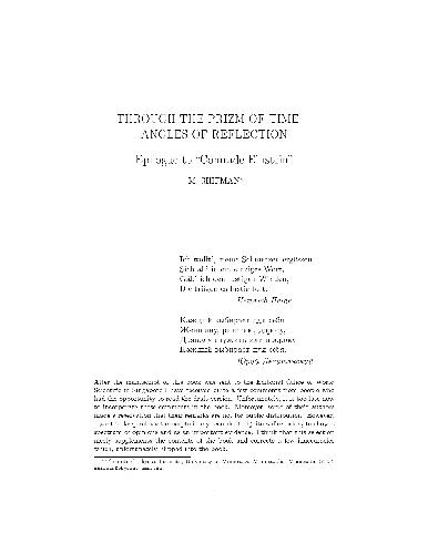 Through the prizm of time angles of reflection (Unpublished epilogue to Comrade Einstein, Sept-2007)