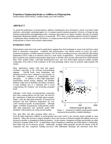 Proprietary Engineering Resins as Additives to Polypropylene
