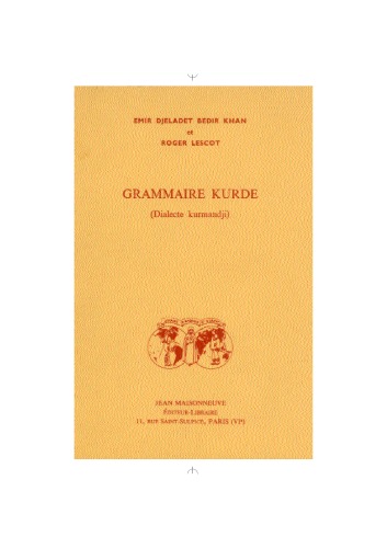Kürtçe Grameri (Kurmanci Lehçesi)