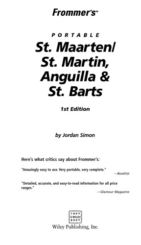 Frommer's Portable St. Maarten St. Martin, Anguilla & St. Barts