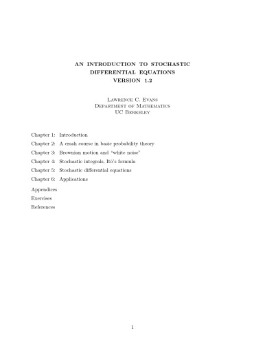 An Introduction to Stochastic Differential Equations