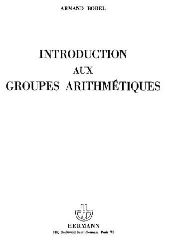 Introduction aux groupes arithmetiques