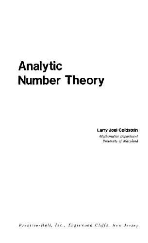 Analytic Number Theory 