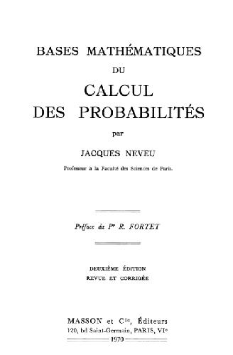 Bases mathematiques du calcul des probabilites
