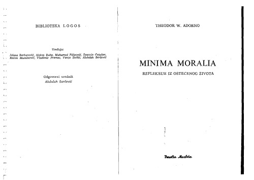 Minima moralia (refleksije iz oštećenog života)  