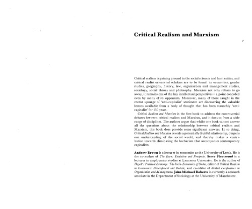 Critical Realism and Marxism (Critical Realism: Interventions)  