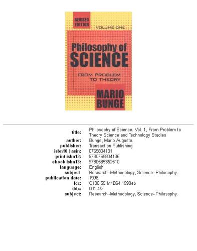 Philosophy of Science, Volume One: From Problem to Theory  